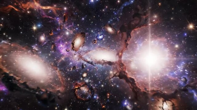 Big bang in space shows the birth of the universe with stunning visuals of explosions and cosmic events