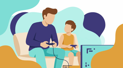 Father and son playing video games together, illustrating family bonding © GenPixel