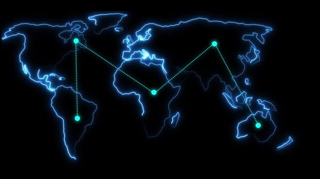 Global network infrastructure lines bridge continental communication nodes across maps. International logistics transport platforms utilize global network infrastructure lines.