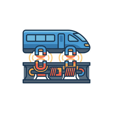 Magnetic levitation train technology illustration