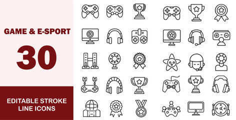 Gaming and E-Sport icon set Editable line icons Vector illustration Hand drawn style © romeo
