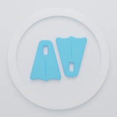 Blue Rubber flippers for swimming icon isolated on white background. Diving equipment. Extreme sport. Sport equipment. Minimalism concept. 3D render illustration © Vadim