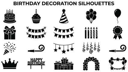 Fototapeta premium Birthday decoration silhouettes for party celebration and gift giving