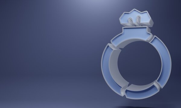 Purple Fantasy magic stone ring with gem icon isolated on purple background. Minimalism concept. 3D render illustration
