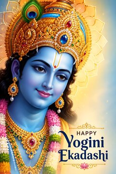 Lord Vishnu on Vaikunth Ekadashi, Krishna/Krushna Janmashtami, Ram Navami, Narsimha Jayanti, Onam, Ekadashi Vrat, Ananta Chaturdashi, Tulasi Vivah, Nirjala Ekadashi, Varah Jayanti, Aashadhi Ekadashi