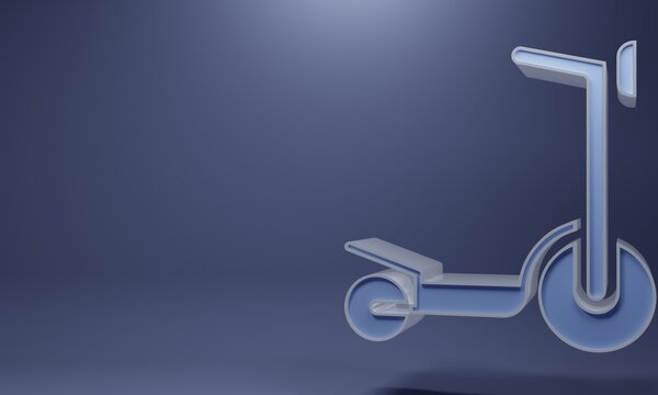 Purple Roller scooter for children icon isolated on purple background. Kick scooter or balance bike. Minimalism concept. 3D render illustration