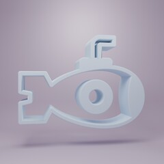 Grey Submarine icon isolated on purple background. Military ship. Minimalism concept. 3D render illustration © Vadim