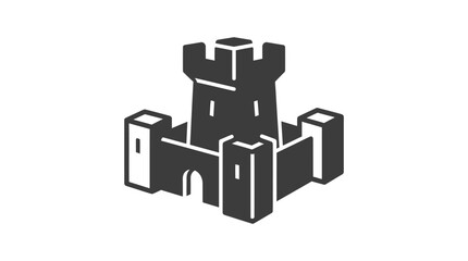 Black and white castle tower structure. © sugi