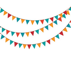 Obraz premium Colorful triangular bunting flags hanging in a festive row