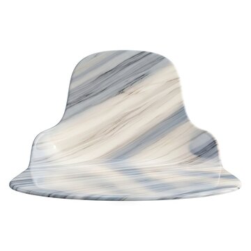 Stylish Marble Pattern Bucket Hat Isolated on White Background.