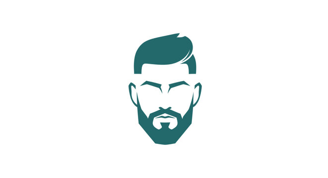 Stylized bearded man head logo with modern haircut