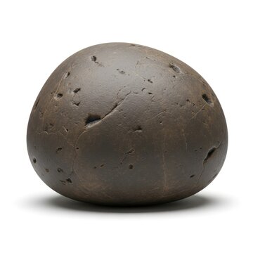 Smooth gray river rock with natural imperfections on a white background.