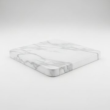 Elegant White Marble Slab with Subtle Grey Veining on a Clean White Background.