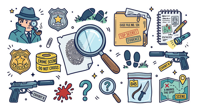 Detective Investigation Clipart Elements