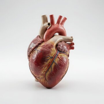 detailed, anatomical, model, human, heart, isolated, white, background, high, quality, educational, showing, studio, body, life, vein, organ, study, artery, doctor, health, object, system, vessel, ana