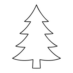 Obraz premium Elegant hand-drawn pine tree vector icon featuring clean minimalist line art, perfect for nature-themed branding, seasonal designs, forest illustrations, and organic eco-friendly projects requiring