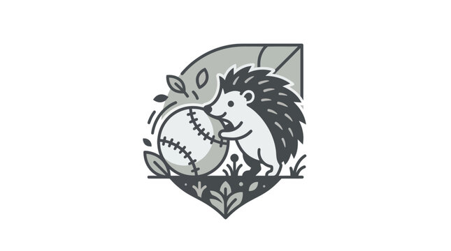 Hedgehog holding a baseball smiling.