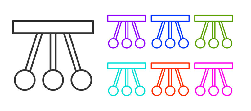 Black line Pendulum icon isolated on white background. Newtons cradle. Set icons colorful. Vector