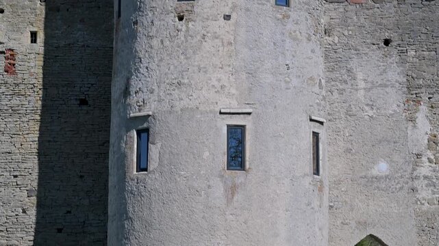 Stone clock tower of Haapsalu Castle in Estonia