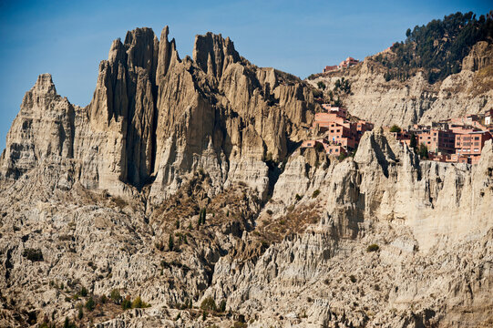 Eroded limestone rock formations in the outskirt of La Paz, Bolivia