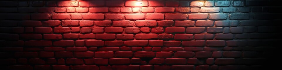 Obraz premium Textured Red Brick Wall Background with Dramatic Lighting Effects and Cinematic Atmospheric Shadows