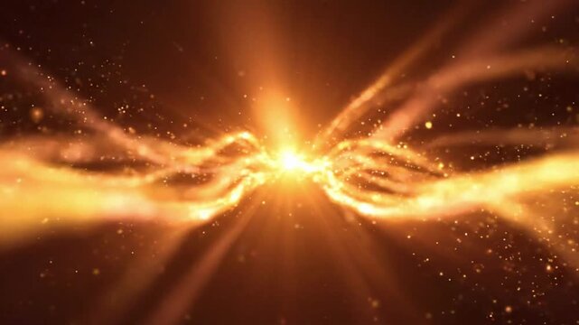 Warm light rays loop in an animated background for a visual experience