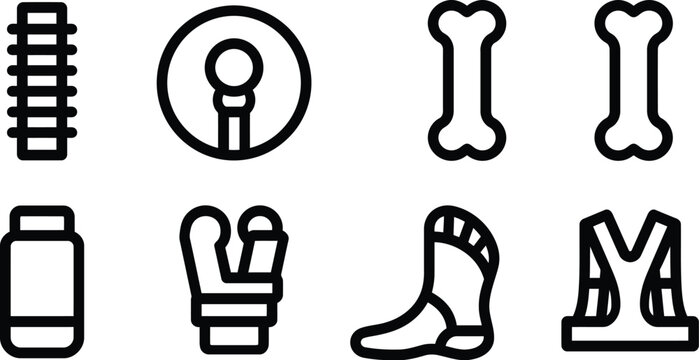 Bone icon set representing medical orthopedic and skeletal health