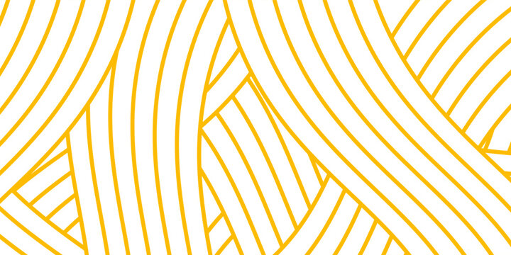 Yellow instant noodle, pasta and spaghetti texture with geometric wavy lines. Ramen, pasta vector pattern. Background abstract food illustration