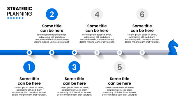 Infographic template. Strategic planning with line and 6 points