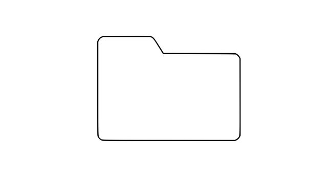 A clean black and white line art vector icon of a folder with subtle design variation, suitable for document classification and file categorization in software applications.