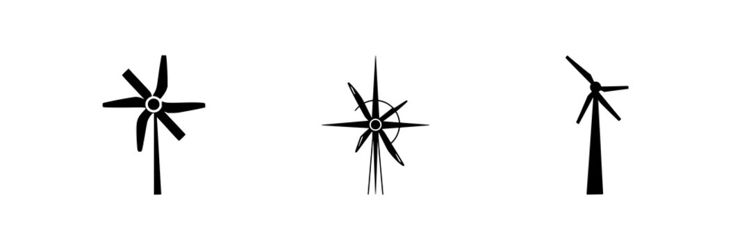 Geometric vector icon of a vertical axis wind turbine, urban energy theme, sharp vector edges, white background. set with simple line art design featuring line art, illustrations, graphic resources...