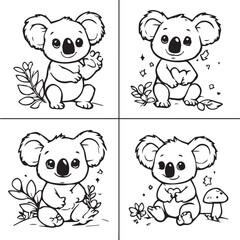 Naklejka premium Cute Funny Cartoon Cat Character Set with Adorable Kittens and Playful Vector Animal Collection Illustration for Kids Design and Icons