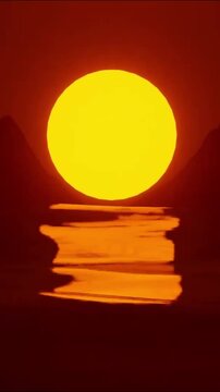 Sunset animation with sea reflection