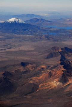 Bolivia, Chile, Inland, the Western Range or Cordillera Occidental, at the border between Bolivia and Chile, with volcanoes and high peaks with perennial snows