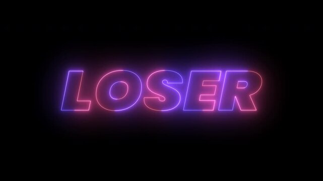 Epic Loser Text Reveal | Neon Electric Glow Animation | Dramatic Game Over Intro
