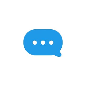 Blue speech bubble icon with dots.
