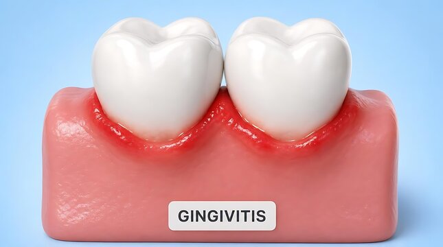 Model of teeth with gingivitis and inflamed gums gingivitis inflamed