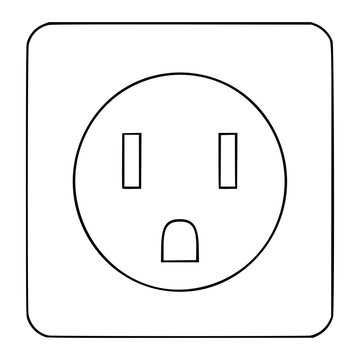 Clean minimalist hand-drawn vector icon illustration of power outlet socket featuring smooth line outline style suitable for scalable technology projects electrical designs and digital creative