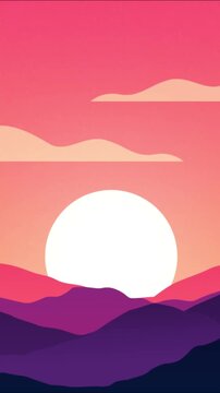 Looping Sunset Mountain Landscape Background with Scenic Naturae Animation