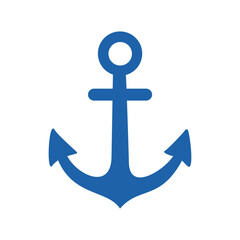 Blue Anchor Icon Isolated on White Background, Simple Marine Navigation Symbol Vector Style © maulana