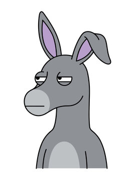 Cartoon donkey with a bored and skeptical expression