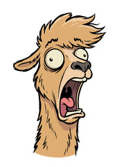 Obraz premium Cartoon illustration of a shocked llama with wide eyes and open mouth