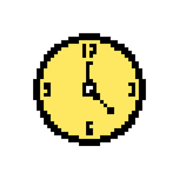 pixel art vector illustration wall clock
