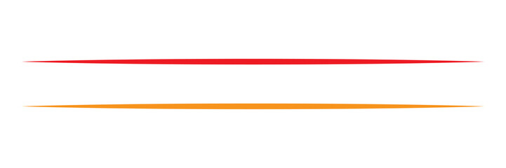 Obraz premium Two straight lines one red and one orange on plain background