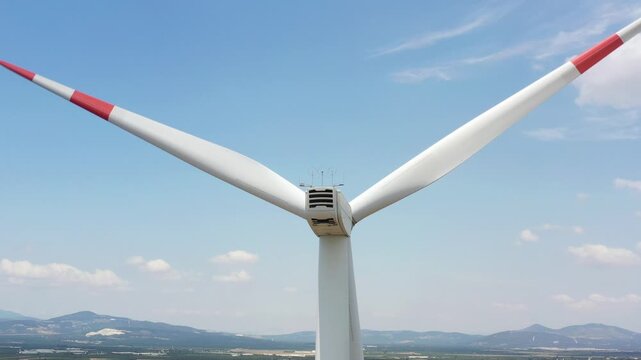 A wind turbine wind-powered electrical generators kinetic energy of wind into electrical energy network technology digital background connection