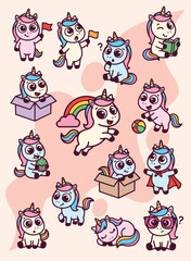 Fototapeta premium Rainbow Unicorns Dancing Through A Magical Candy Dream