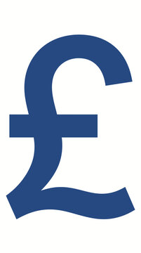 Blue British Pound Sterling Currency Symbol Minimalist Vector Graphic Design