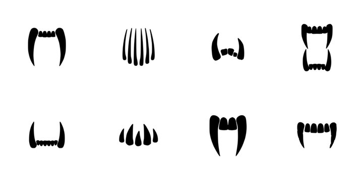 Vampire Teeth Designs Featuring Various Styles and Shapes for Creative Projects and Illustrations Featuring Design, Illustration