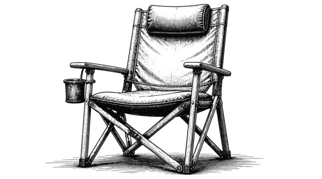 Folding camping chair with cup holder in empty space
