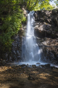 Hidden Waterfall Cascades in Llivia's Lush Green Beauty, Cerdanya, Catalonia